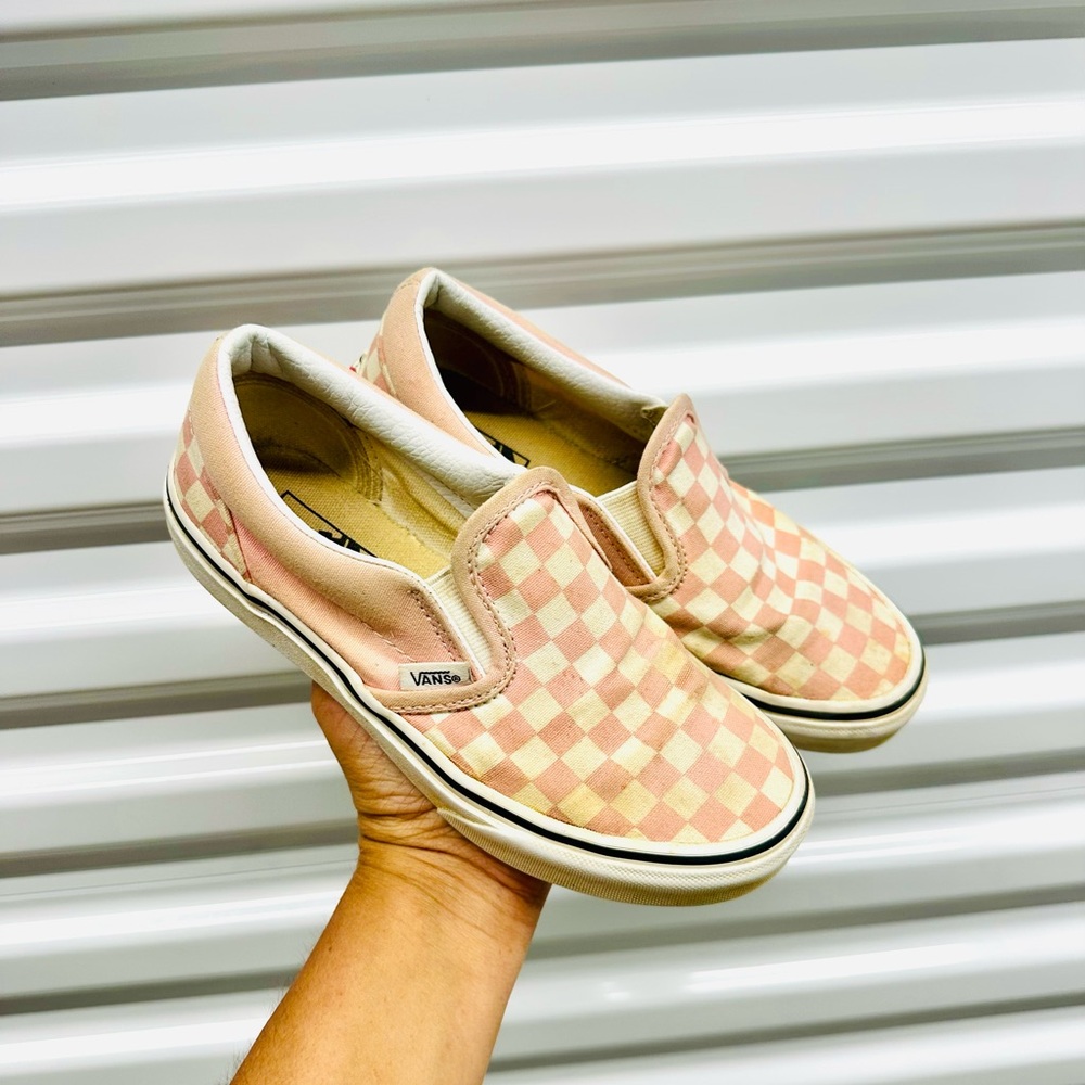 Vans Slip-On Checkerboard Sneakers - Pink & Cream